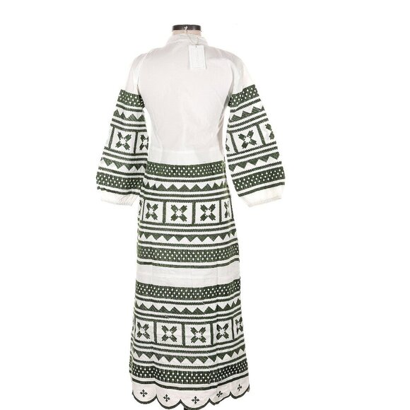 Julia Amory Scalloped Hem Caftan Dress in Green XS NWT - Picture 2 of 5